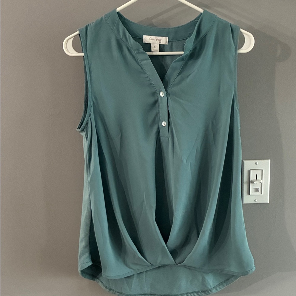 Coral Bay Sleeveless Green Blouse